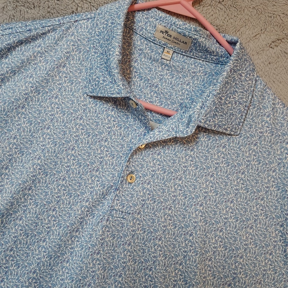 Peter Millar Polo Shirt Men Extra Large Flying Feathers Performance Jersey Golf